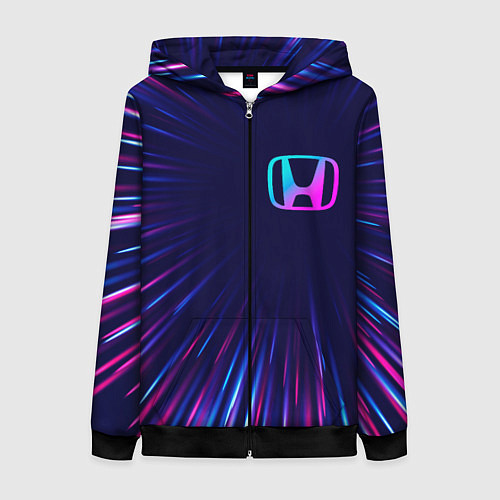 Женская толстовка на молнии Honda neon speed lines / 3D-Черный – фото 1