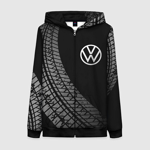 Женская толстовка на молнии Volkswagen tire tracks / 3D-Черный – фото 1
