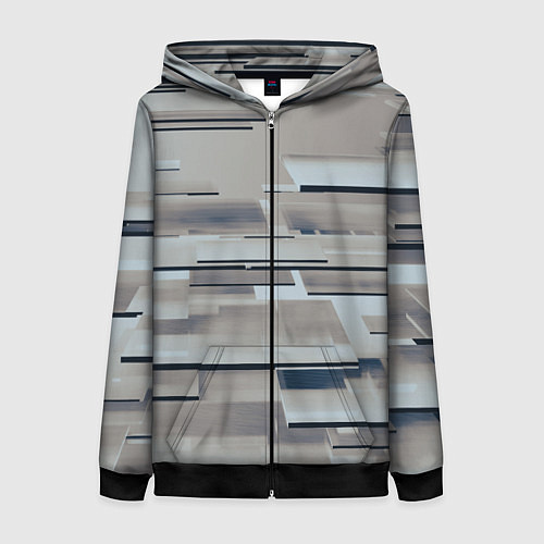 Женская толстовка на молнии Металлические пластины в абстракции / 3D-Черный – фото 1