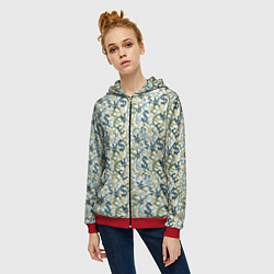 Толстовка на молнии женская Значки валют, цвет: 3D-красный — фото 2