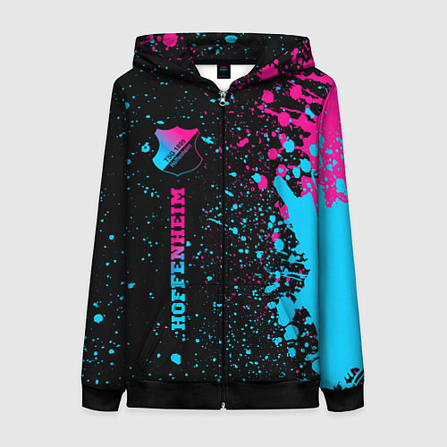 Женская толстовка на молнии Hoffenheim - neon gradient: по-вертикали / 3D-Черный – фото 1