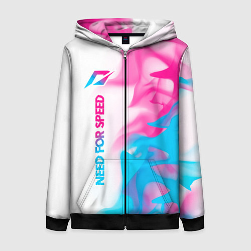 Женская толстовка на молнии Need for Speed neon gradient style: по-вертикали / 3D-Черный – фото 1