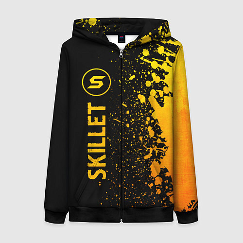 Женская толстовка на молнии Skillet - gold gradient: по-вертикали / 3D-Черный – фото 1