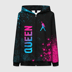 Толстовка на молнии женская Queen - neon gradient: надпись, символ, цвет: 3D-черный