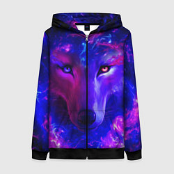 Толстовка на молнии женская Волшебный звездный волк, цвет: 3D-черный