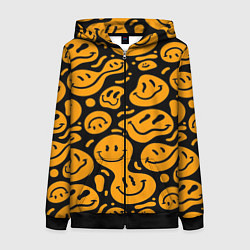 Женская толстовка на молнии Растекающийся оранжевый смайл