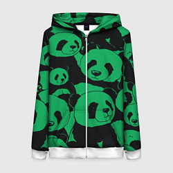 Толстовка на молнии женская Panda green pattern, цвет: 3D-белый