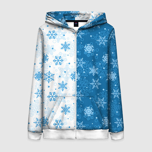 Женская толстовка на молнии Красивые снежинки / 3D-Белый – фото 1