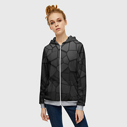 Толстовка на молнии женская Черные стальные плиты, цвет: 3D-меланж — фото 2