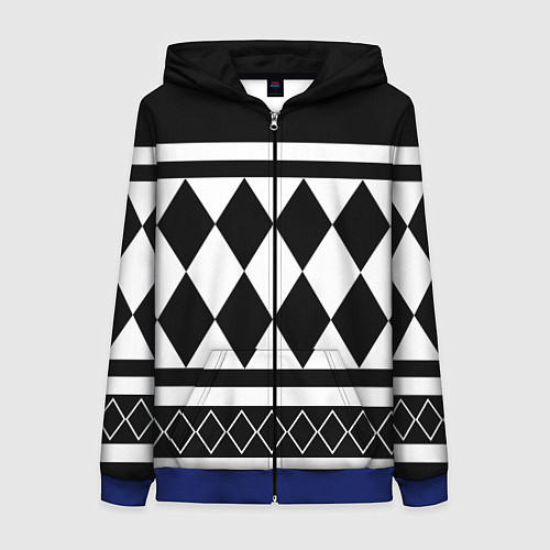 Женская толстовка на молнии Узор Кена Рюгуджи / 3D-Синий – фото 1