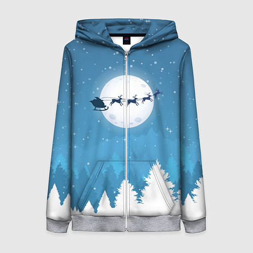 Женская толстовка на молнии Новогодняя сказка дед мороз / 3D-Меланж – фото 1