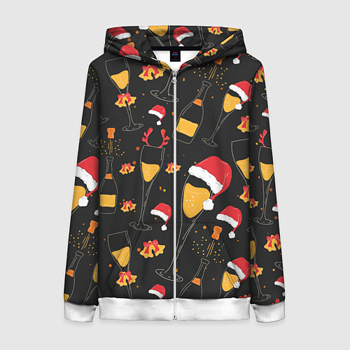 Женская толстовка на молнии Брызги шампанского / 3D-Белый – фото 1