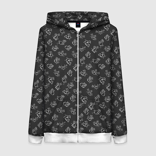 Женская толстовка на молнии Пошлые кролики / 3D-Белый – фото 1