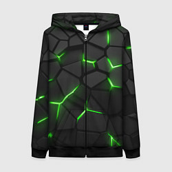 Женская толстовка на молнии Green neon steel
