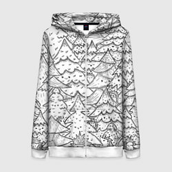 Женская толстовка на молнии Раскраска ежи в еловом лесу