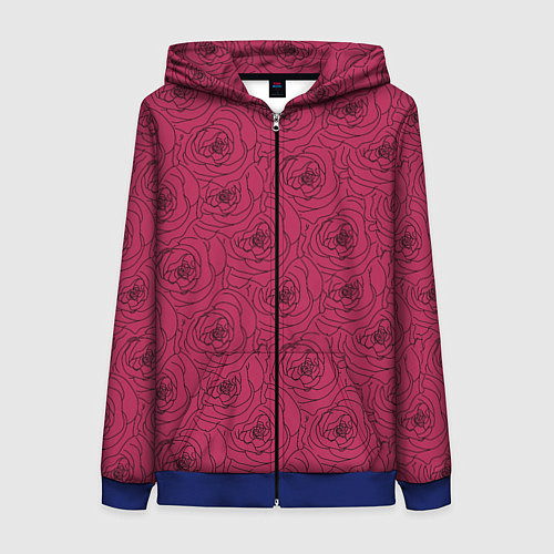 Женская толстовка на молнии Узор в виде роз / 3D-Синий – фото 1