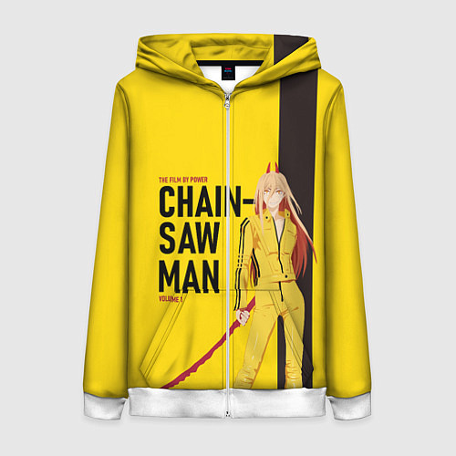 Женская толстовка на молнии Человек-бензопила - Пауэр / 3D-Белый – фото 1