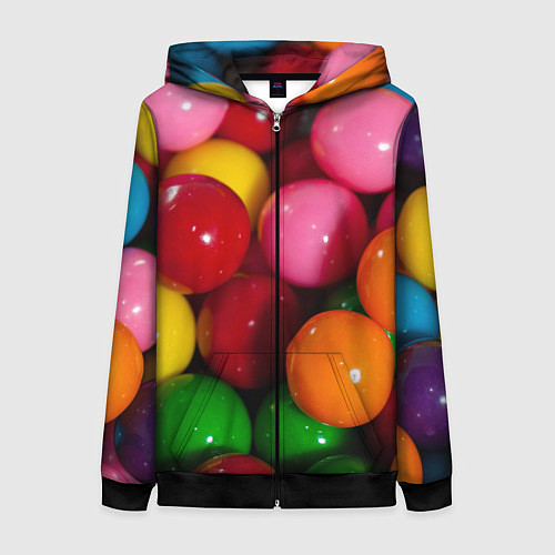 Женская толстовка на молнии Конфеты ассорти / 3D-Черный – фото 1
