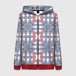 Толстовка на молнии женская Мозаика, абстрактные сердечки, цвет: 3D-красный