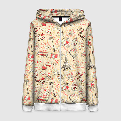 Женская толстовка на молнии Paris ohh la la / 3D-Белый – фото 1