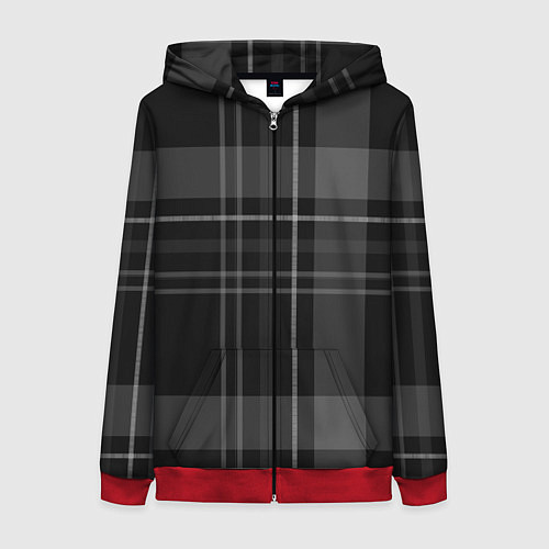 Женская толстовка на молнии Темная клетка / 3D-Красный – фото 1