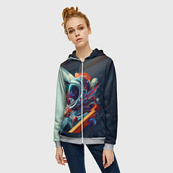 Толстовка на молнии женская Космос в стиле кубизма, цвет: 3D-меланж — фото 2