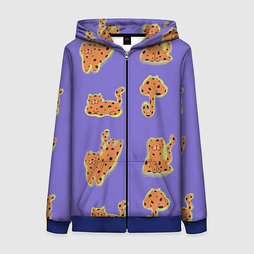 Женская толстовка на молнии Принт с леопардами / 3D-Синий – фото 1