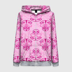 Толстовка на молнии женская Розовый орнамент, цвет: 3D-меланж