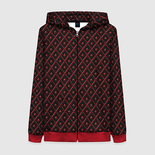 Женская толстовка на молнии Ромбики красные / 3D-Красный – фото 1