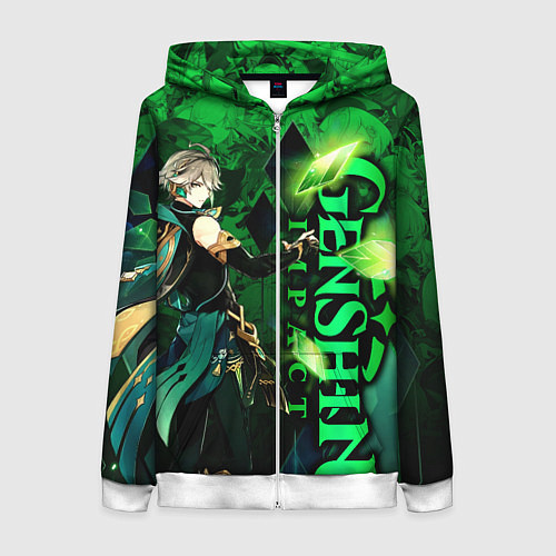 Женская толстовка на молнии Аль-Хайтам - genshin impact / 3D-Белый – фото 1