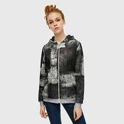 Толстовка на молнии женская Белый и чёрный абстракт, цвет: 3D-меланж — фото 2