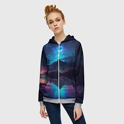 Толстовка на молнии женская Ночное небо, пейзаж, цвет: 3D-меланж — фото 2