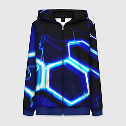 Толстовка на молнии женская Neon abstraction plates storm, цвет: 3D-синий