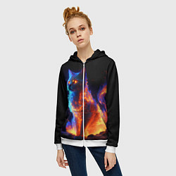 Толстовка на молнии женская Огненная кошка, цвет: 3D-белый — фото 2