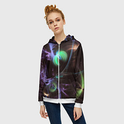 Толстовка на молнии женская Магические фиолетовые волны и цветные космические, цвет: 3D-белый — фото 2