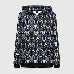Женская толстовка на молнии Японский синий паттерн