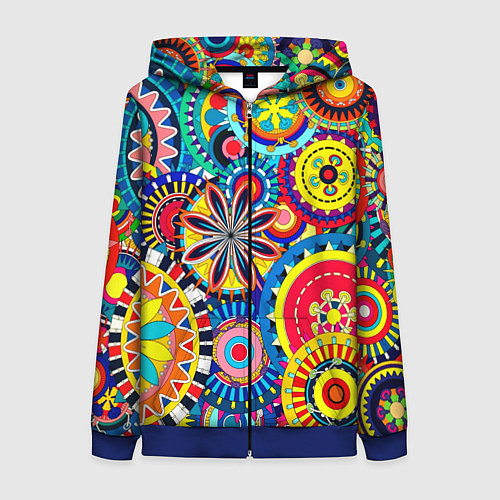 Женская толстовка на молнии Психоделика калейдоскоп / 3D-Синий – фото 1