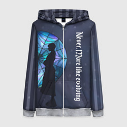 Толстовка на молнии женская Уэнсдей Аддамс - темная сторона окна, цвет: 3D-меланж