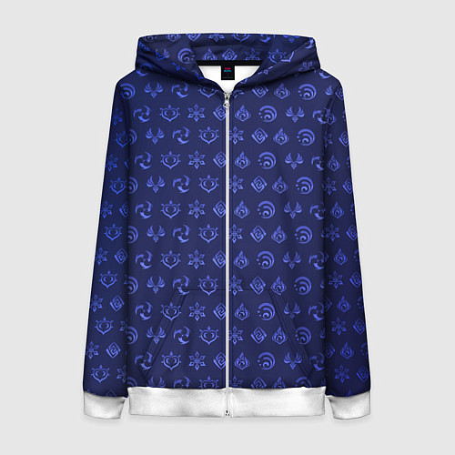 Женская толстовка на молнии Паттерн элементали под гидро / 3D-Белый – фото 1