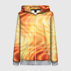 Толстовка на молнии женская Абстрактные оранжево-жёлтые солнечные волны, цвет: 3D-меланж