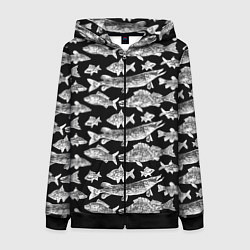 Женская толстовка на молнии Городской паттерн о рыбалке