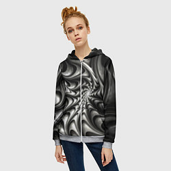 Толстовка на молнии женская Abstract fractal grey, цвет: 3D-меланж — фото 2