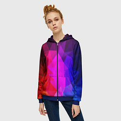 Толстовка на молнии женская Битва градиентов неон, цвет: 3D-синий — фото 2