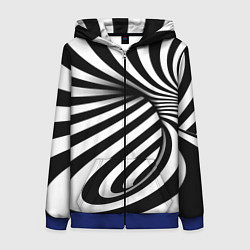 Толстовка на молнии женская Оптические иллюзии зебра, цвет: 3D-синий