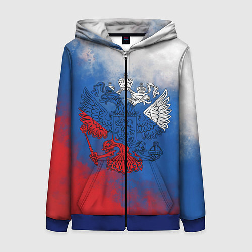 Женская толстовка на молнии Триколор градиент / 3D-Синий – фото 1