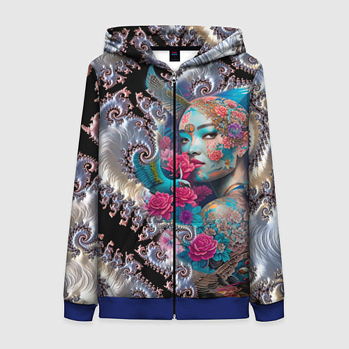 Женская толстовка на молнии Japanese beauty - irezumi / 3D-Синий – фото 1