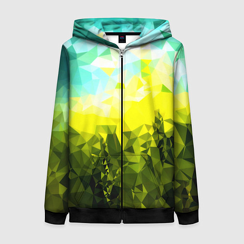 Женская толстовка на молнии Green abstract colors / 3D-Черный – фото 1