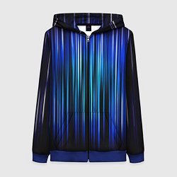 Толстовка на молнии женская Neon line stripes, цвет: 3D-синий