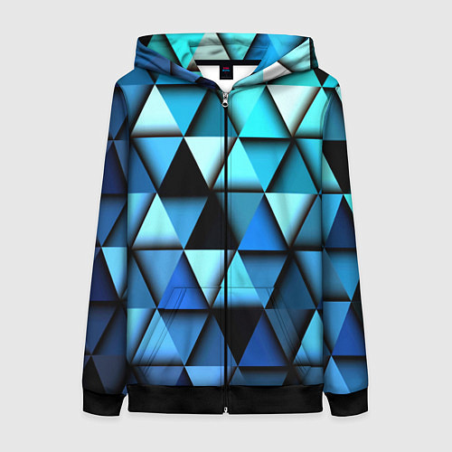 Женская толстовка на молнии Blue triangle / 3D-Черный – фото 1