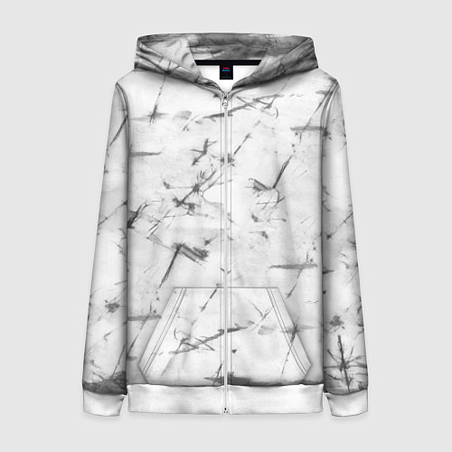 Женская толстовка на молнии Серый трещины тай-дай / 3D-Белый – фото 1